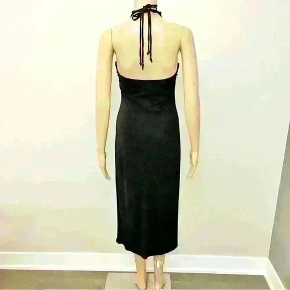 Vintage Anne.X Y2K  Sexy Halter Cow Neck Evening Formal Event Black Maxi Dress - Picture 4 of 13